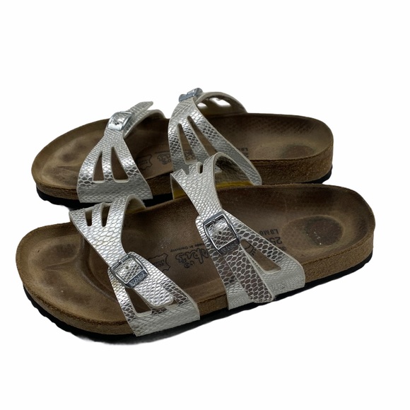Birkenstock Shoes - Birkenstock Birkis Grenada Metallic Silver Sandals